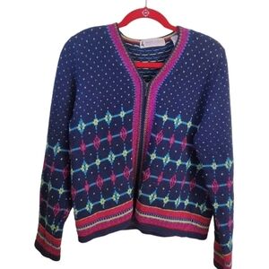 Marsh Landing Vintage Full Zip Nordic FairIsle Unique Color Sweater Size…